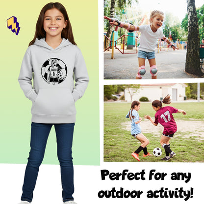 Fringoo football Sweat à capuche gris fille Cotton Rich Soft Hooded Sweatshirt- football Ball fille gris