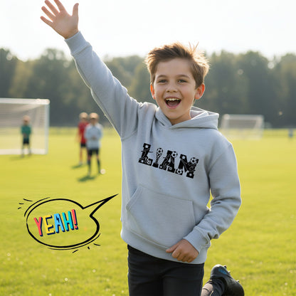 Sweat à capuche football – Fringoo football gris for Boys Cotton Rich Soft Hooded – football Alphabet gris