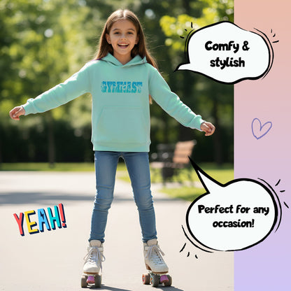 Fringoo Gymnastic Sweat à capuche for enfant Cotton Rich Soft Hooded Sweatshirt- Gymnast turquoise