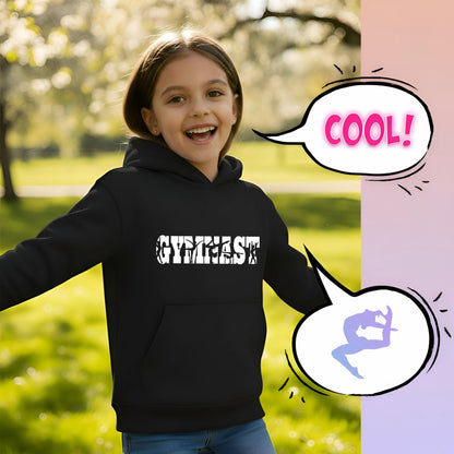 Fringoo Gymnastic Sweat à capuche for enfant Cotton Rich Soft Hooded Sweatshirt- Gymnast noir