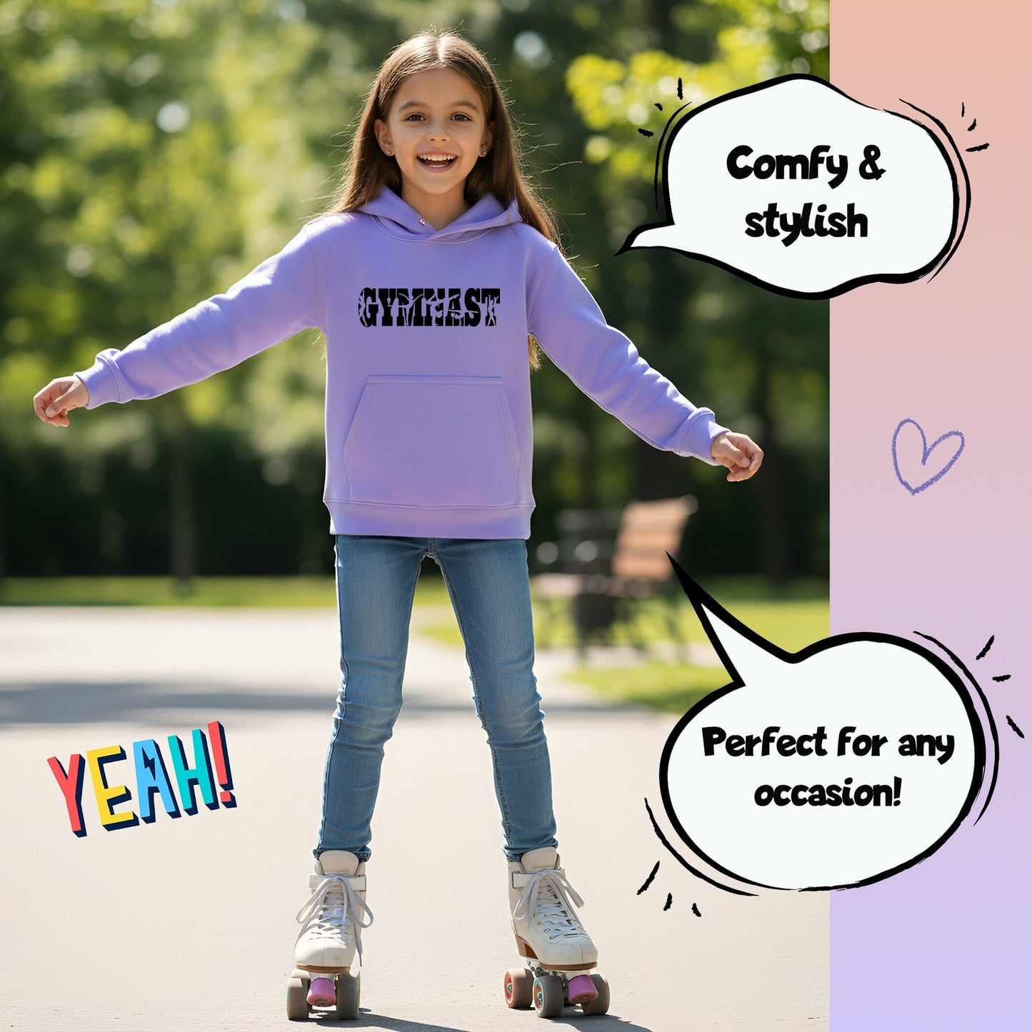 Fringoo Gymnastic Sweat à capuche for enfant Cotton Rich Soft Hooded Sweatshirt- Gymnast violet
