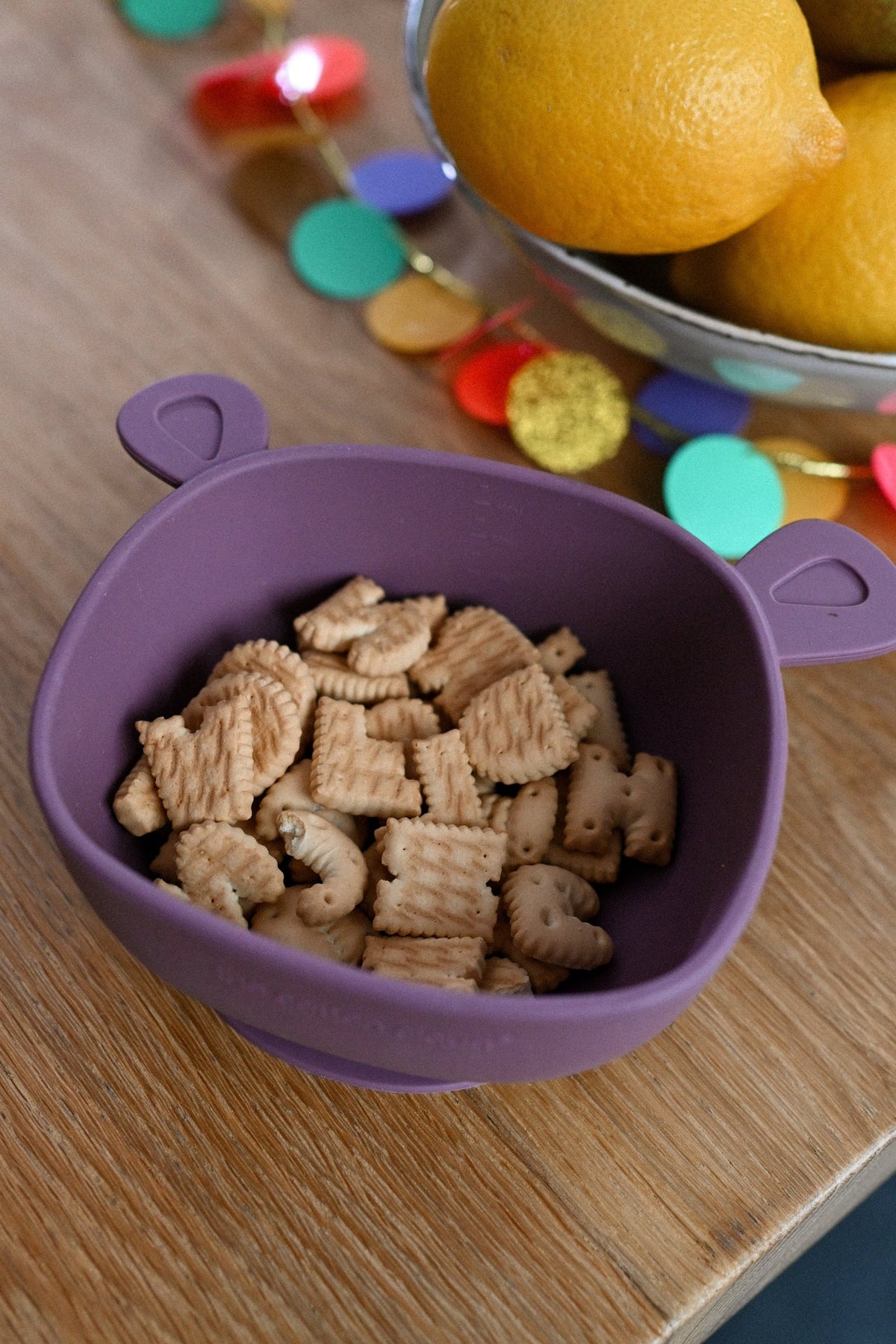Bol à manger Lili l'Ours Silicone Prune