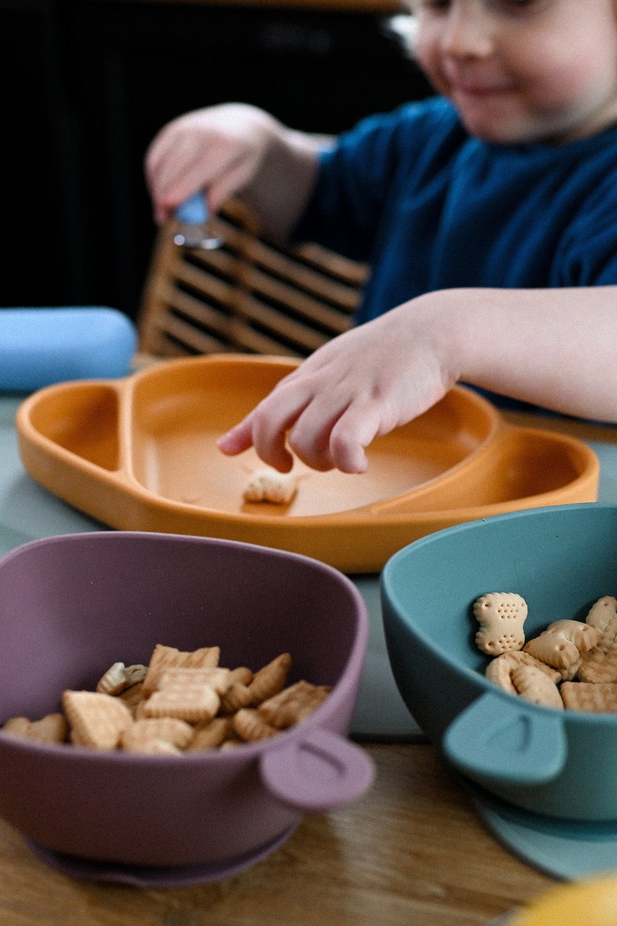Bol à manger Lili l'Ours Silicone Prune