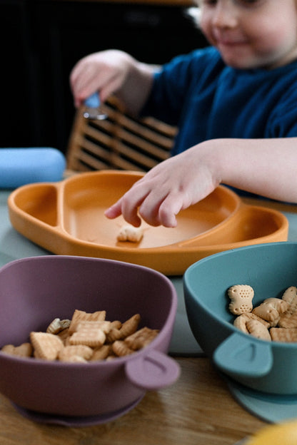 Bol à manger Lili l'Ours Silicone Prune