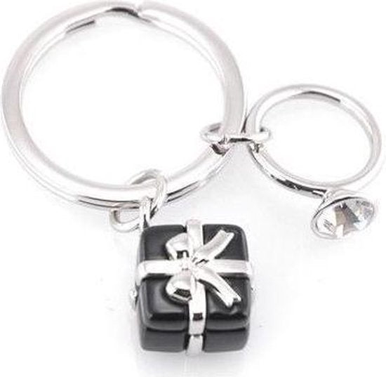Black Engagement Keychain