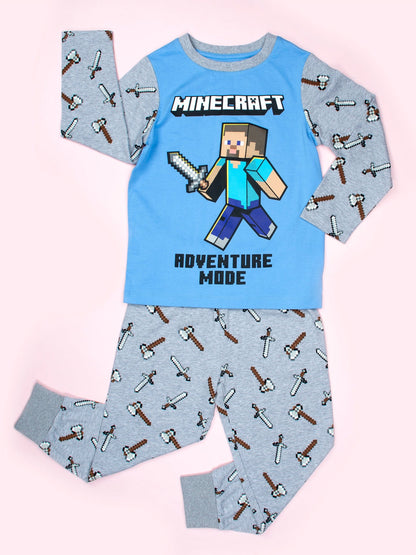 Minecraft Pyjama – bleu & gris