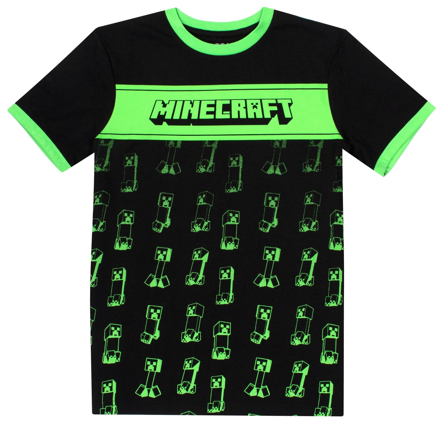 Minecraft Creeper T Shirt – noir & vert