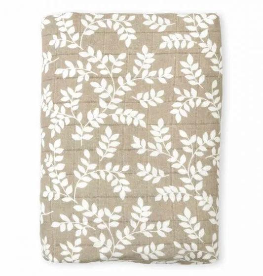 Lange Coton Bio XL Feuilles Taupe A Little Lovely Company - OFCK.fr