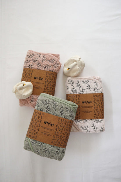 Cape de bain bébé en coton bio Poudre - Natruba
