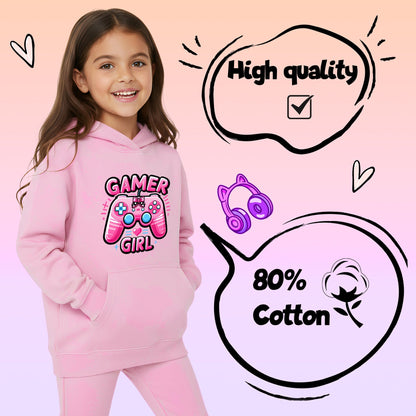 Kapuzenpullover Gymnastik – Fringoo Gaming Rosa für Mädchen Baumwollreich weich Kapuze – Gaming Pad Rosa