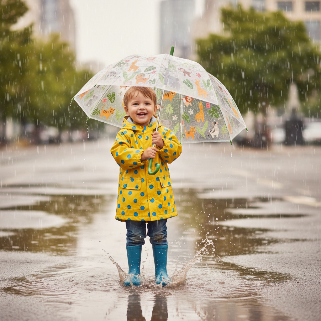 Transparenter Regenschirm für Kinder mit Tieren