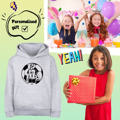 Fringoo football Sweat à capuche gris fille Cotton Rich Soft Hooded Sweatshirt- football Ball fille gris