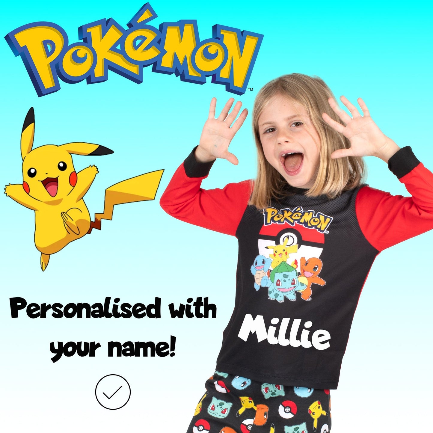 Pokémon – Long Sleeve Pyjamas – 100% Cotton, Soft & Warm Winter PJs