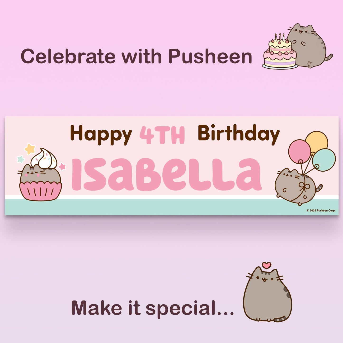 Pusheen Birthday Banner for enfant