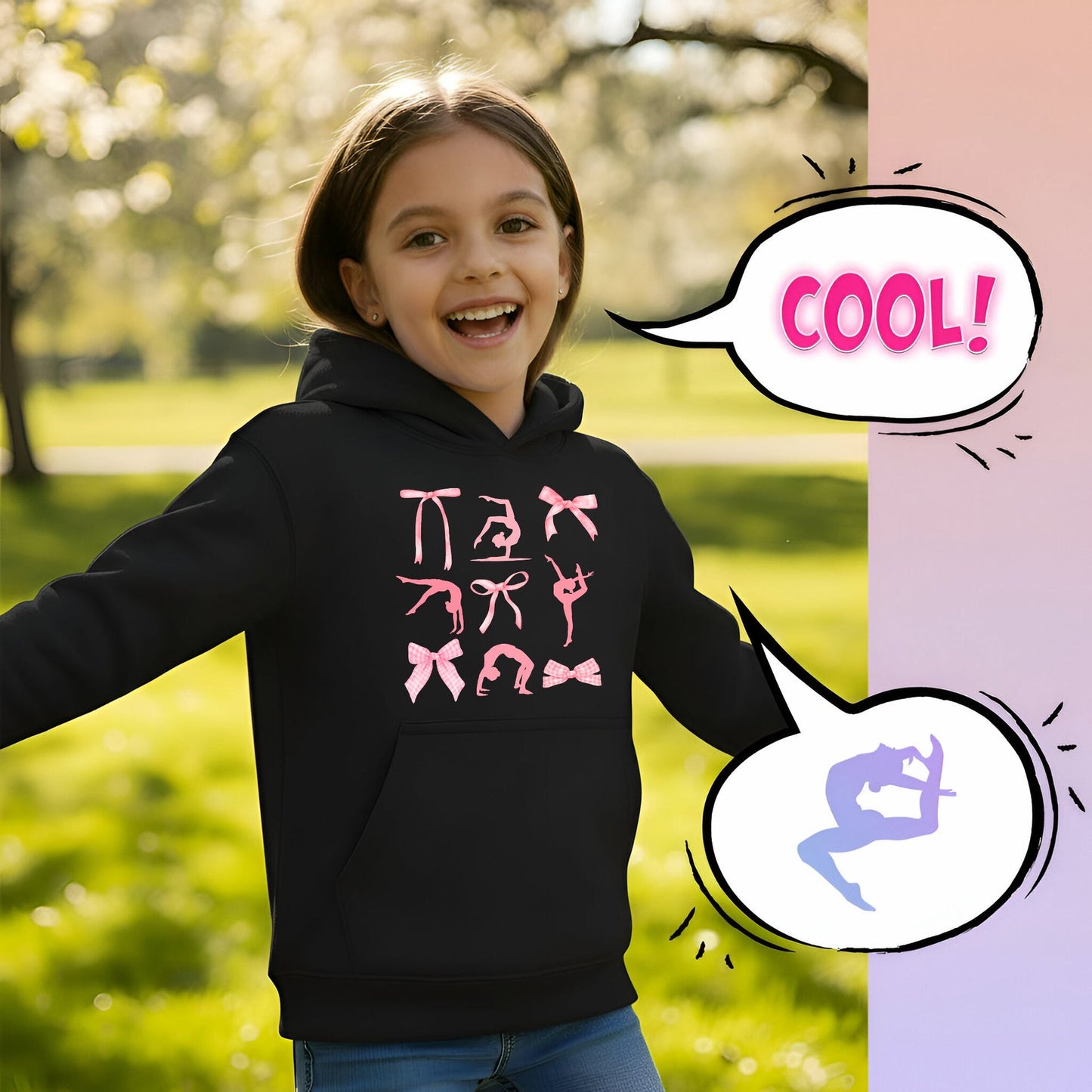 Sweat à capuche gymnastique – Fringoo Gymnastic for Cotton Rich Soft Hooded – Ribbon noir