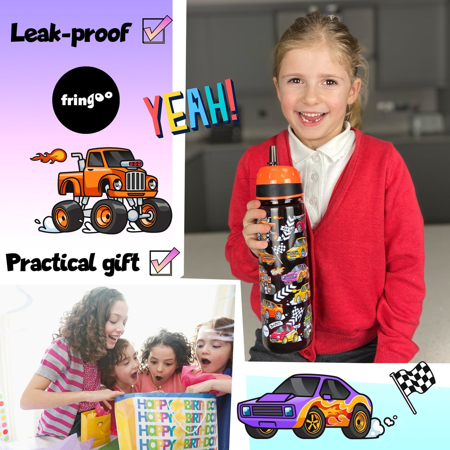 Straw Bottle – Race Cars