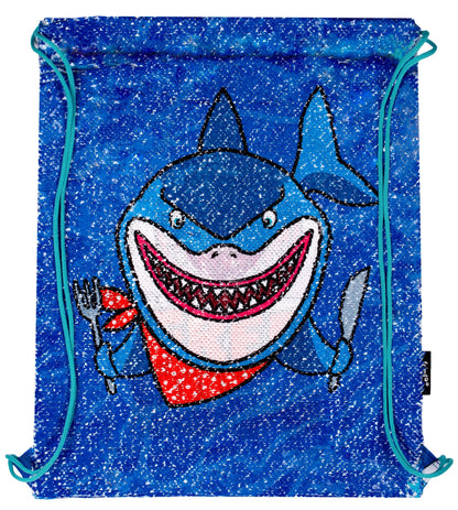 Pailletten-Kordelzugrucksack – Haifischumarmung