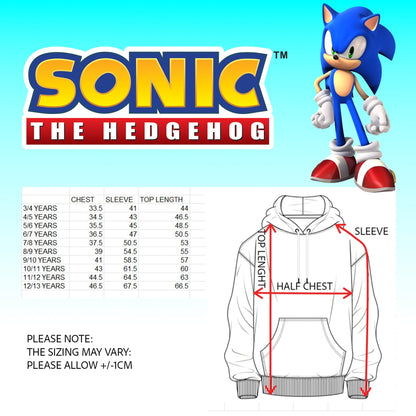 Sweat à capuche Sonic – THE HEDGEHOG Boys – 100% Cotton Hooded