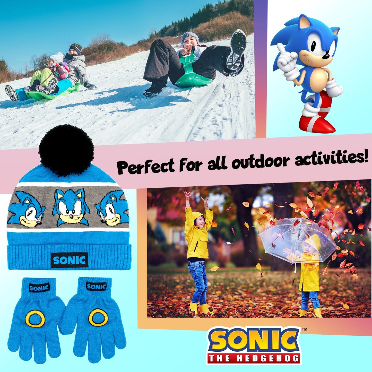 Sonic THE HEDGEHOG Winter Hat & Gloves Set garçon