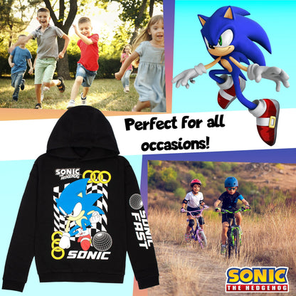 Sonic THE HEDGEHOG garçon Sweat à capuche – 100% Cotton Hooded Sweatshirt