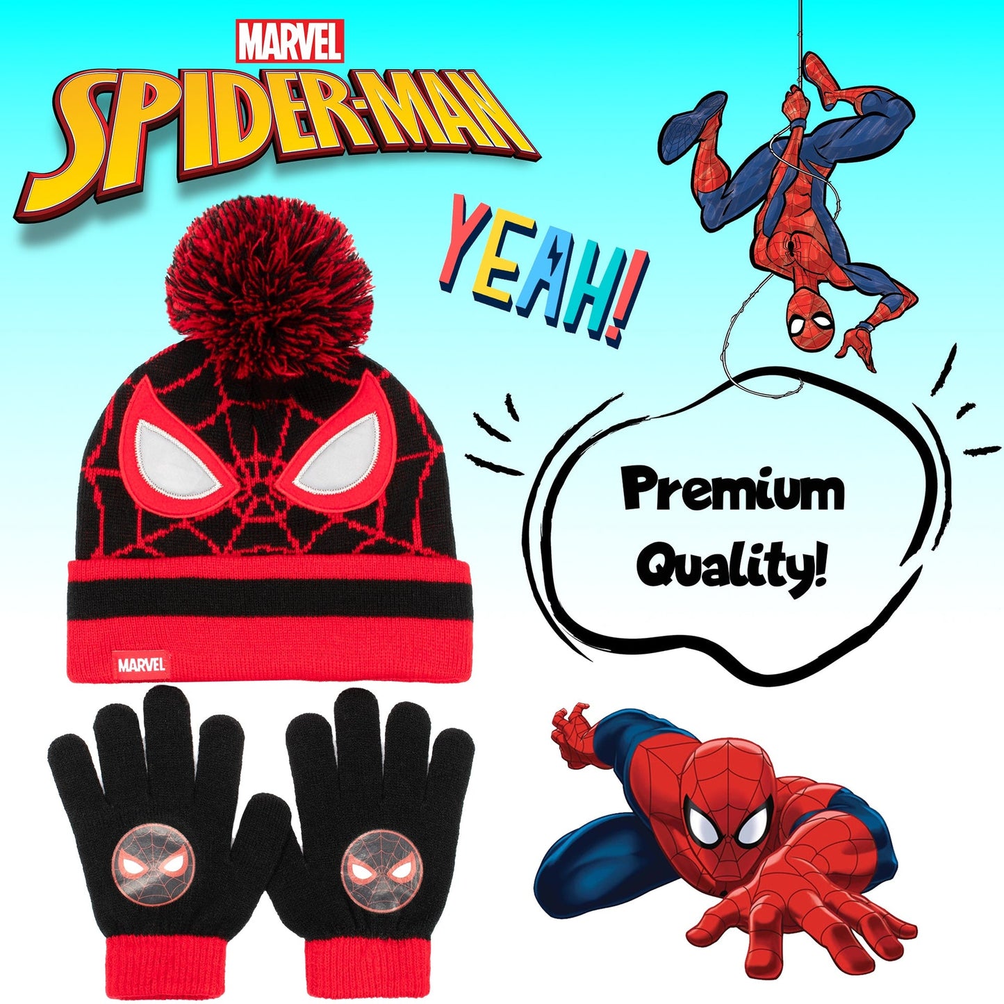 Marvel Spider-Man Winter Hat & Gloves Set garçon