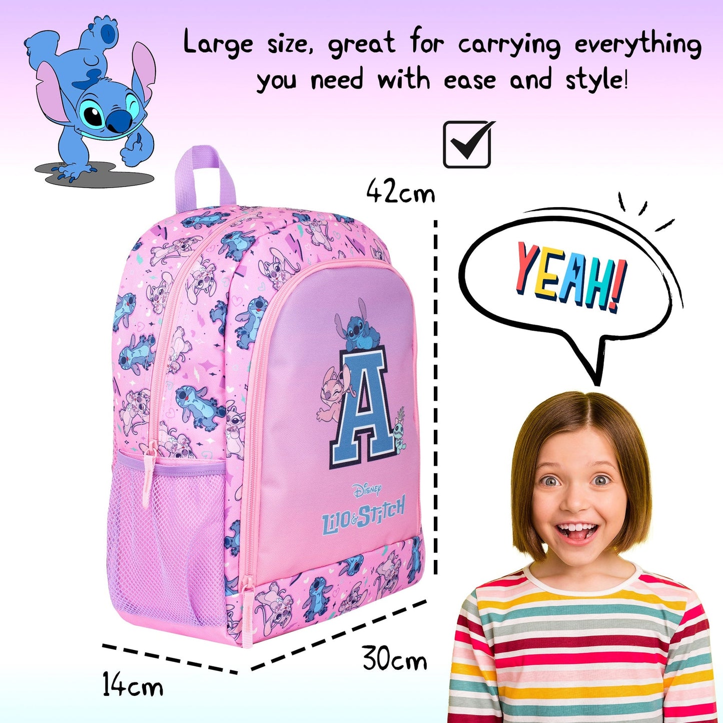 Disney Stitch and Lilo Sac à dos with Letter