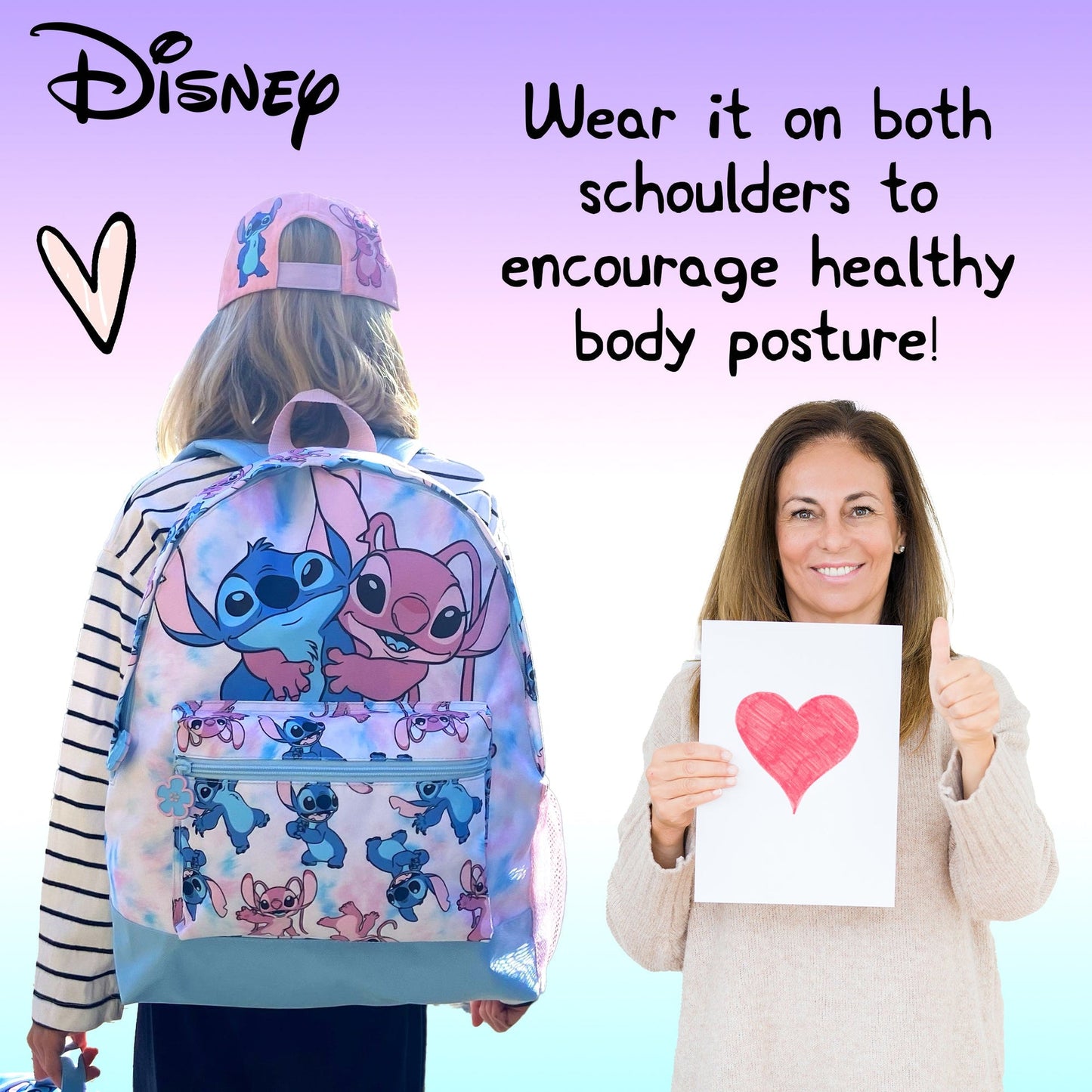 Disney Stitch fille Sac à dos scolaire | Tie Dye enfant Rucksack