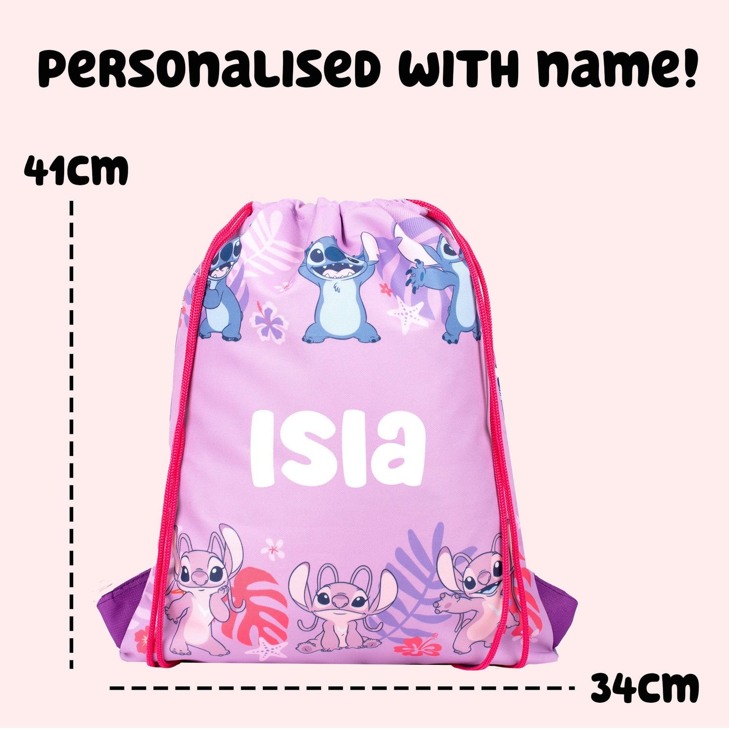 Official Disney Stitch & Angel Sac à cordon | enfant PE Sac