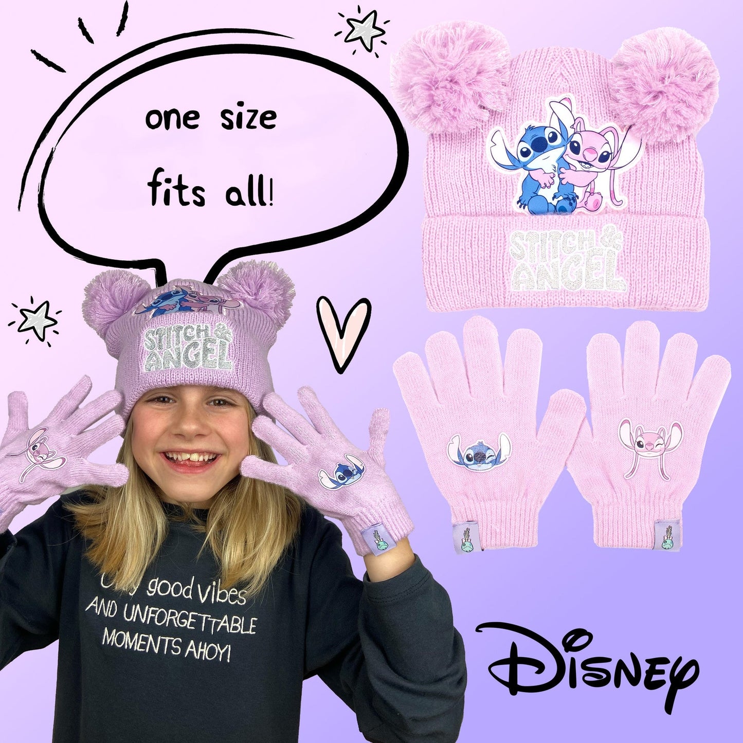 Disney Lilo & Stitch Winter Hat & Gloves Set fille