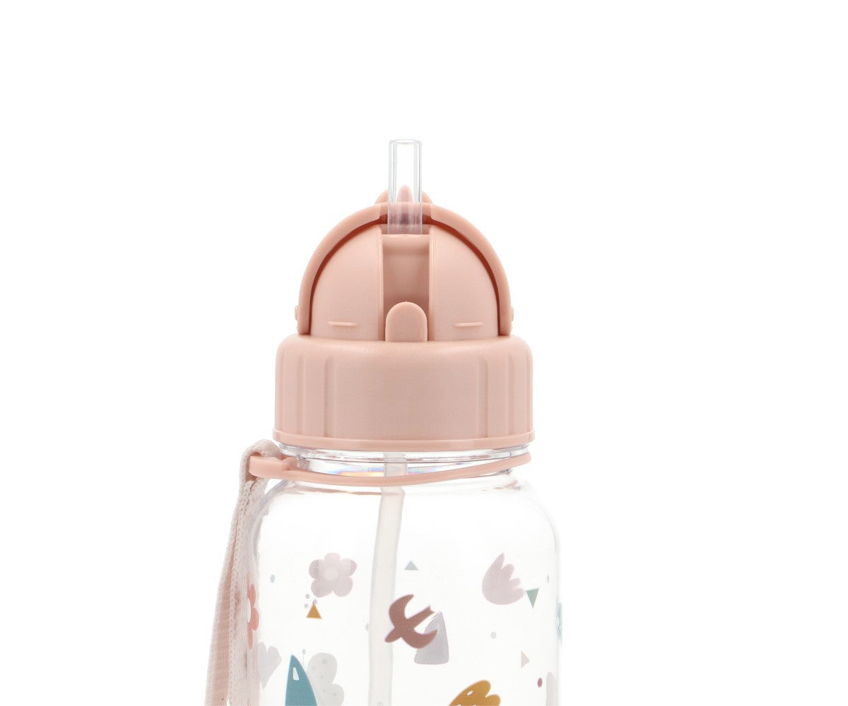 Gourde Tutete Nature Géométrique 500 ml — paille rabattable déployée et bouchon ouvert