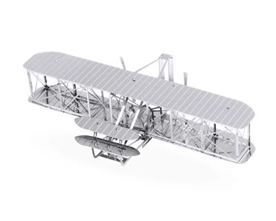 MetalEarth Aviation: WRIGHT FLYER 9.91x5.05x2.08cm, maquette 3D en métal avec 1 feuille, sur carte 12x17cm, 14+