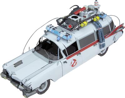 MetalEarth: ICONX - GHOSTBUSTERS / ECTO-1 16x5x6cm, maquette 3D en métal avec 3 feuilles multicolorées, en boîte 13,5x22x2cm, 14+