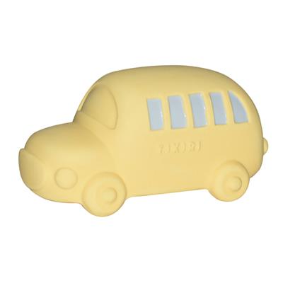 Tikiri: VROOM VROOM FRIENDS / BUS 10x5x5,8cm, avec grelot, en caoutchouc naturel, avec carte, 0+