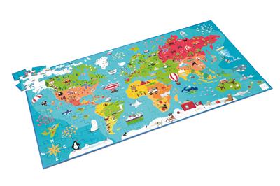 Scratch Puzzle XXL 150pcs: CARTE DU MONDE 91x48.5cm, en boîte diam.26xH12cm, 6+