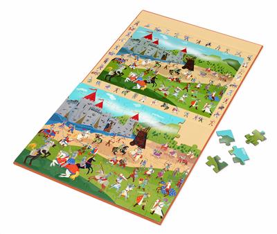 Scratch Puzzle Magnétique: DISCOVERY - CHEVALIERS 80pcs 24,5x30,5cm (plié), 52,3x30,5cm (déplié), 2-en-1: puzzle et jeu de recherche, 4+