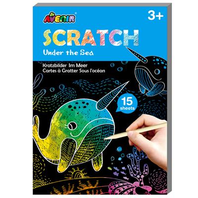 Avenir Scratch: ART BOOK MINI A6 / AU FOND DE LA MER 10x0.5x14cm, 15 pièces, 3+