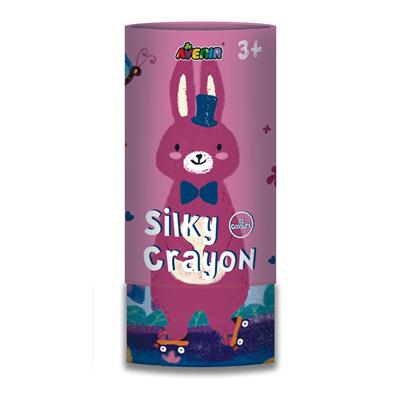 Avenir Crayon Soie: LAPIN, 12 couleurs, en tube diam.7.5x16cm, 3+